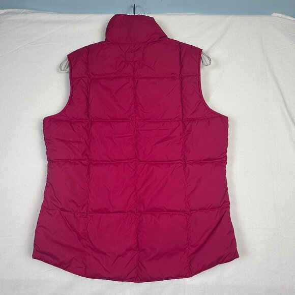 Land's End Women's S 6-8 Down Puffer Vest Hot Pink Nylon Quilted Snap Warm - Picture 8 of 8
